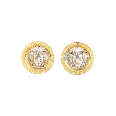 Boucles d'oreilles à tête de Méduse de 15 mm en or jaune et blanc 9 carats VERSACE