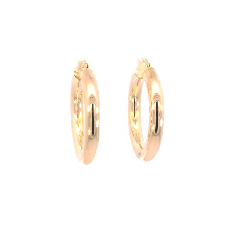 9ct Yellow Gold 28mm Hoop Earrings 4mm wide, 2.5g Made in Italy