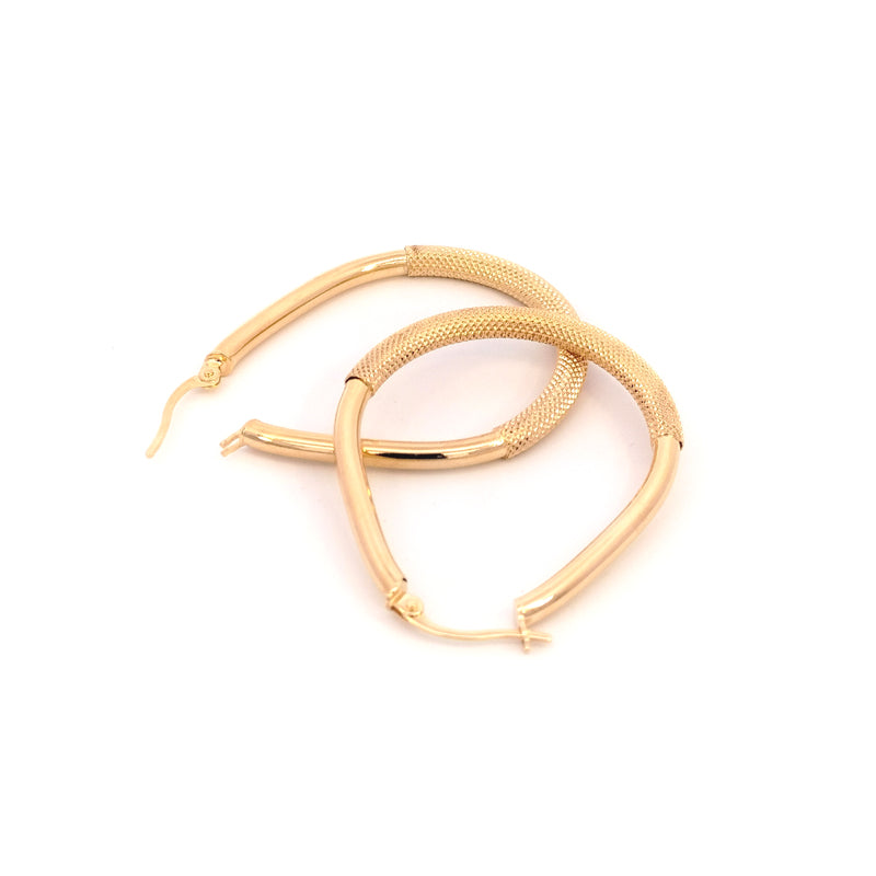 9ct Yellow Gold 35mm 'Egg' Hoop Earrings