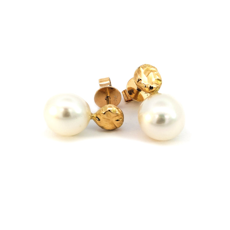 Handmade 18Y Australian South Sea Pearl Nugget Stud Earrings