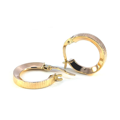 9ct Yellow Gold Ribbed Pattern Hoop Earrings