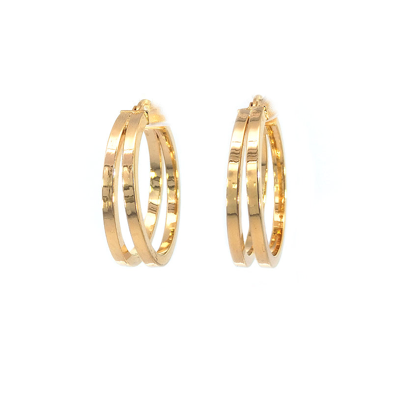 9ct Yellow Gold Split Square Hoop Earrings