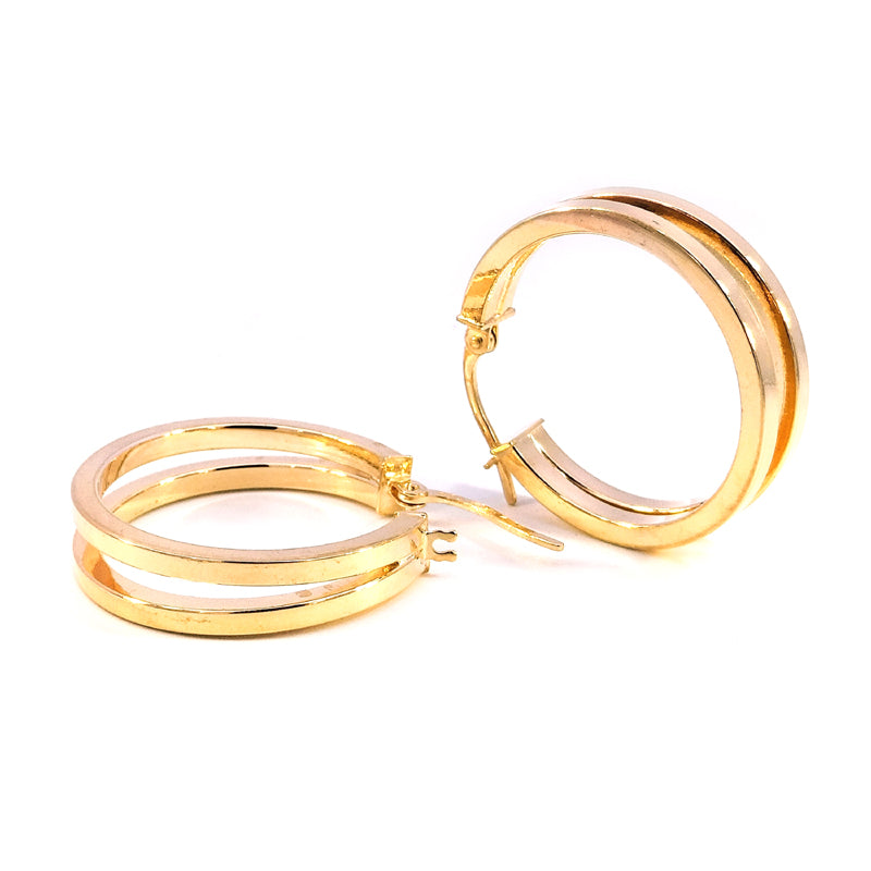 9ct Yellow Gold Split Square Hoop Earrings