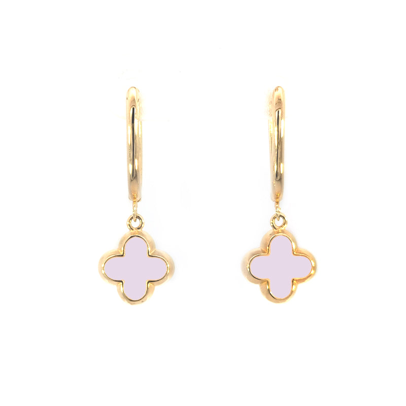 Boucles d'oreilles pendantes en forme de fleur en or jaune 9 carats