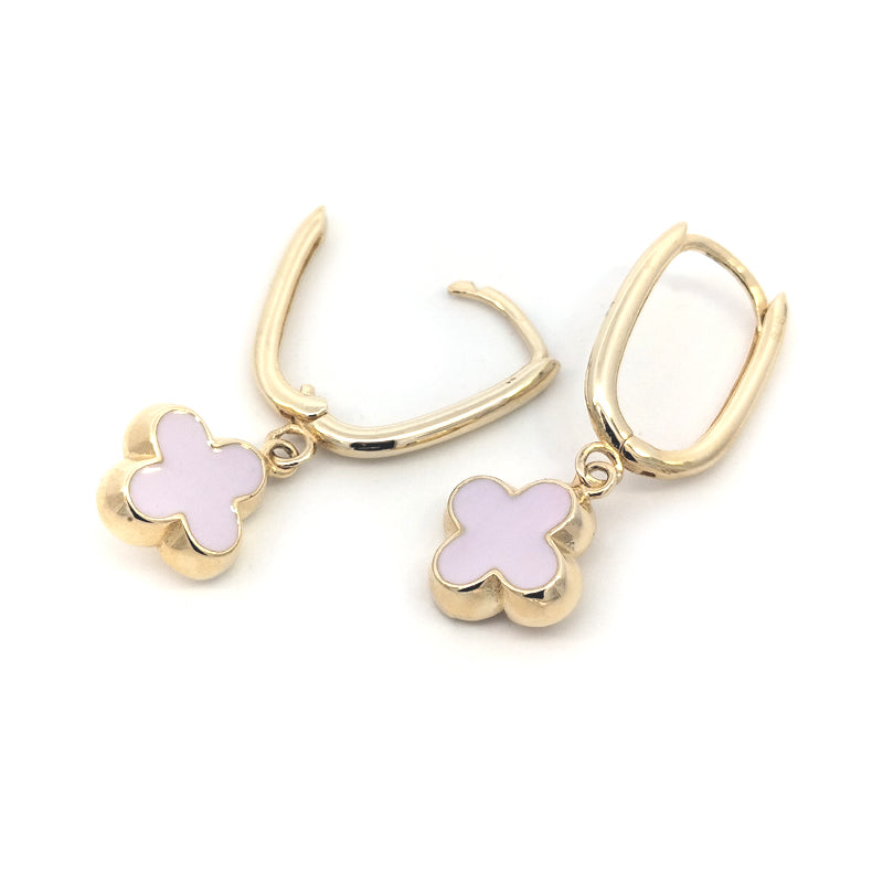 Boucles d'oreilles pendantes en forme de fleur en or jaune 9 carats