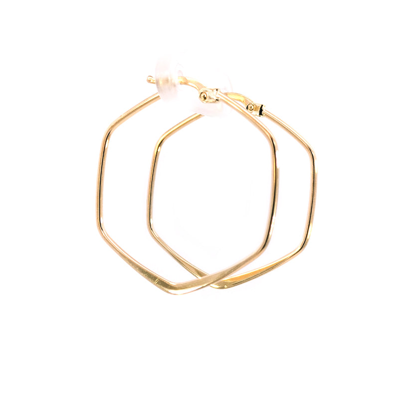 9ct Yellow Gold Hexagonal 32mm Hoop Earrings