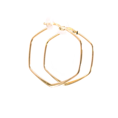 9ct Yellow Gold Hexagonal 32mm Hoop Earrings