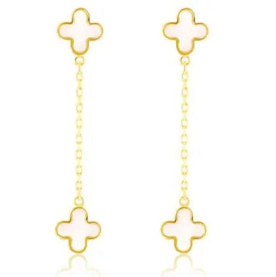 9Y MOP 4 Petal Drop Earrings