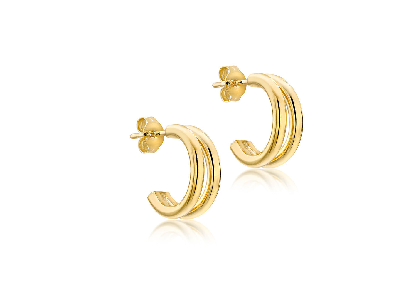 9Y Hollow Tube Half Hoop Earrings 15mm