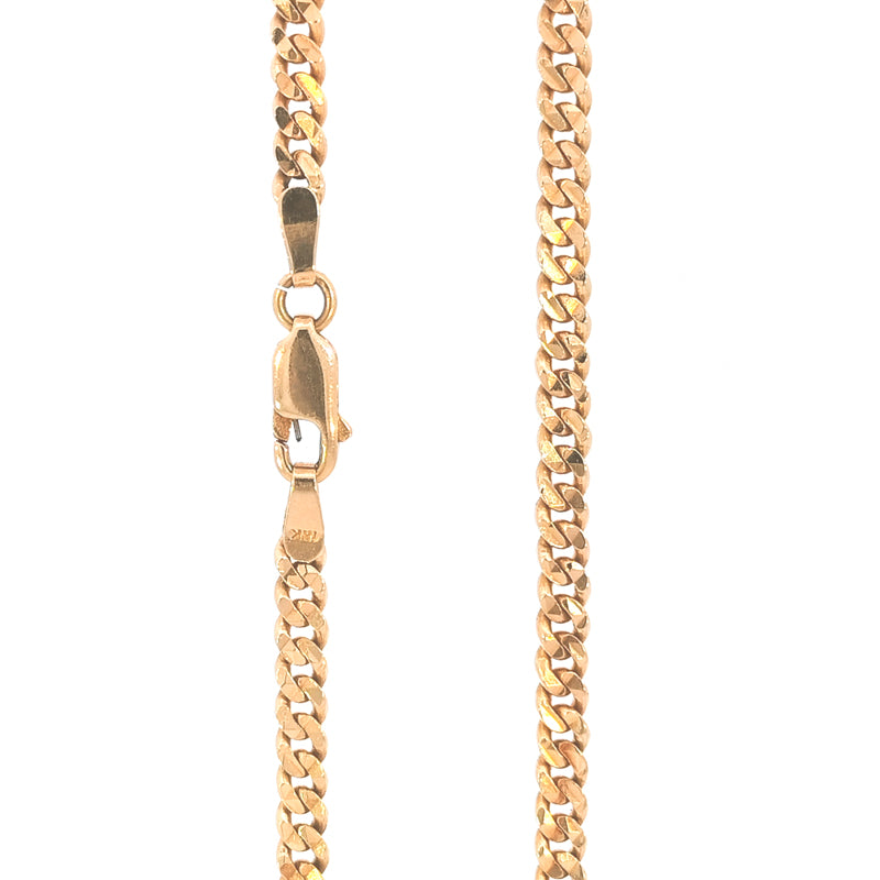 18ct Yellow Gold Facetted Diamond-cut Curb Chain 60cm in length, 26.6 grams