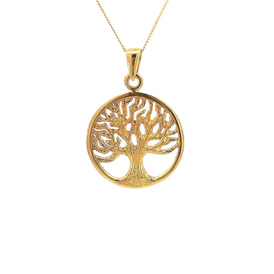 9ct Yellow Gold Tree of Life Pendant complete with Fine Chain