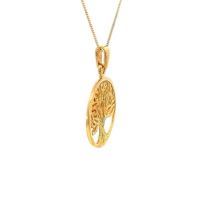 9ct Yellow Gold Tree of Life Pendant complete with Fine Chain