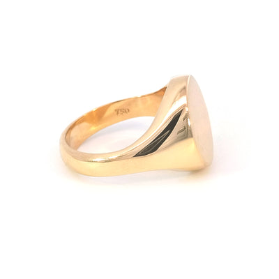 18ct Yellow Gold Signet Ring 8.35 grams Please contact us for personalised initial laser engraving at no extra charge. Choose from a variety of fonts and styles to make this signet ring only yours.
