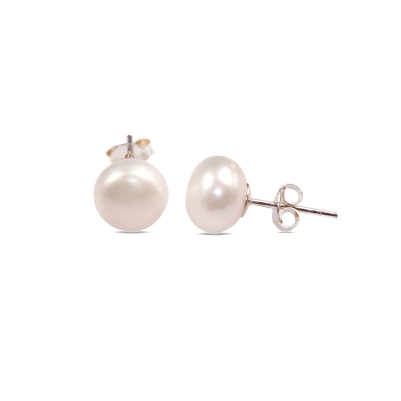 Sterling Silver Fresh Water Pearl 9mm Stud Earrings