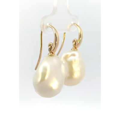 9ct Yellow Gold Fresh Water Baroque Pearl Earrings