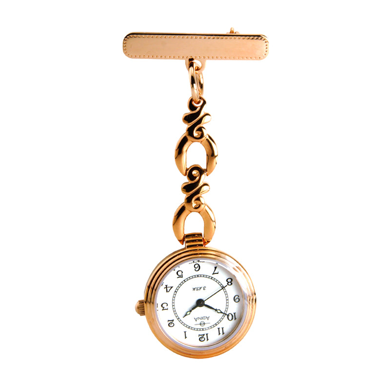 Adina Nurses Water Resistant Rose Gold Fob Watch with White Face