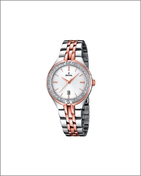 Festina Mademoiselle Collection Silver/Rose Gold Bracelet White Dial Women's Watch