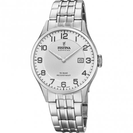 FESTINA SWISS 40mm Stainless Steel Strap Silver Dial 100M