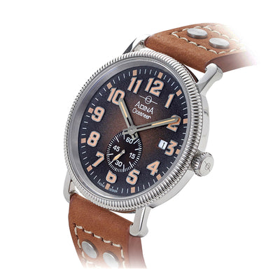 The Adina Oceaneer Pilots Watch RW18 SBFS is a modern incarnation of the iconic WWII pilot’s watch. The brown background dial features clear, full-figure, sandblasted numbers, as a thoughtful nod to history that harks back to the cockpit instruments of WWIIThe watch isup to 100 meterswater resistant—designed for everyday use 