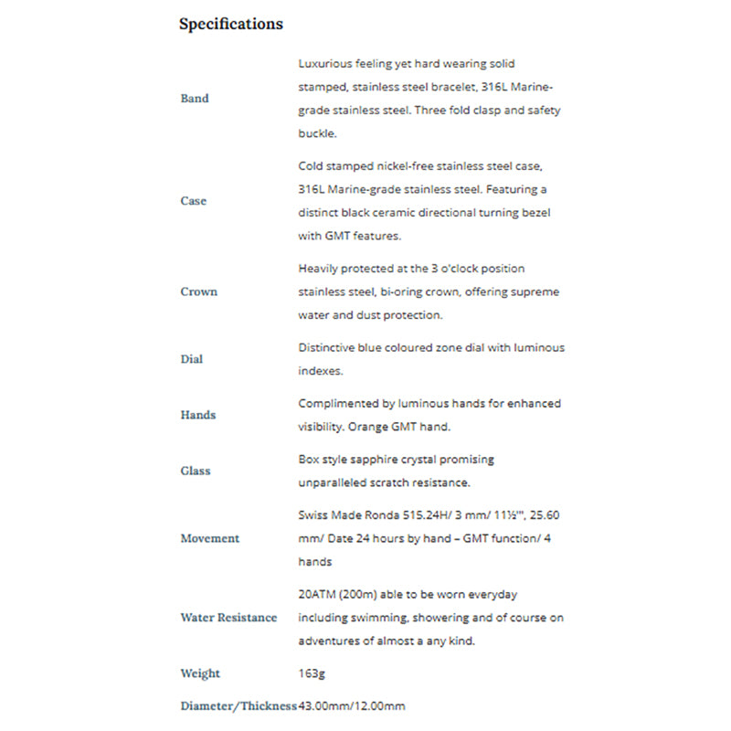 Adina Gents Amphibian Stainless Steel Dive Watch with Light Blue Dial