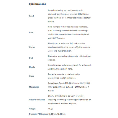 Adina Gents Amphibian Stainless Steel Dive Watch with Light Blue Dial