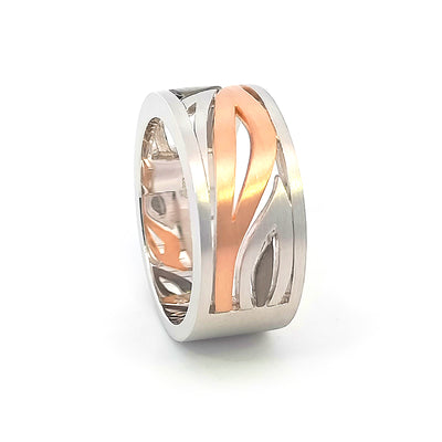 Sterling Silver Rhodium & Rose Gold-plated Ring