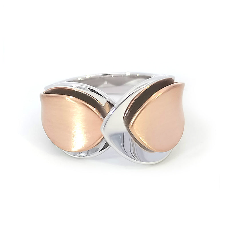 Sterling Silver Rose Gold-plated Leaf Ring