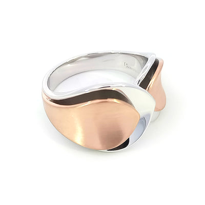 Sterling Silver Rose Gold-plated Leaf Ring