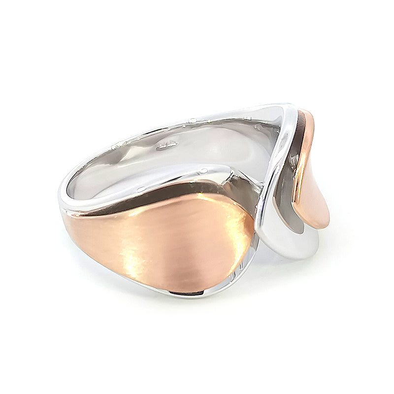 Sterling Silver Rose Gold-plated Leaf Ring