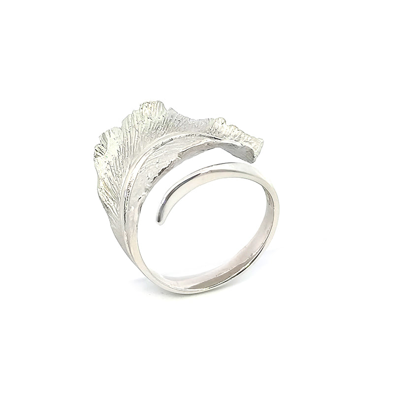 Sterling Silver Stardust Leaf Ring