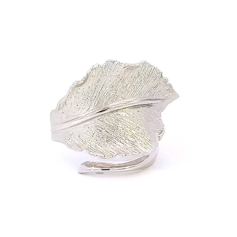 Sterling Silver Stardust Leaf Ring