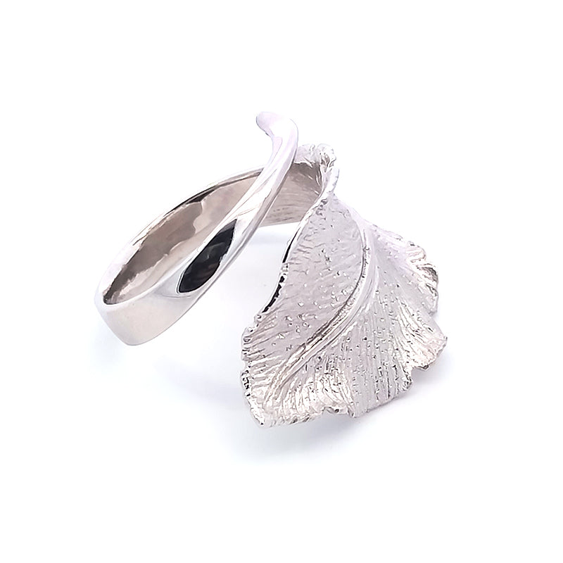 Sterling Silver Stardust Leaf Ring