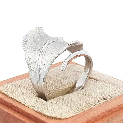 Sterling Silver Stardust Leaf Ring