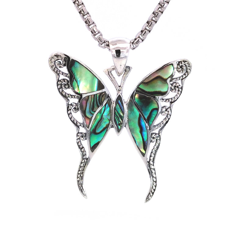 Pendentif Papillon en Argent avec Coquillage Paua