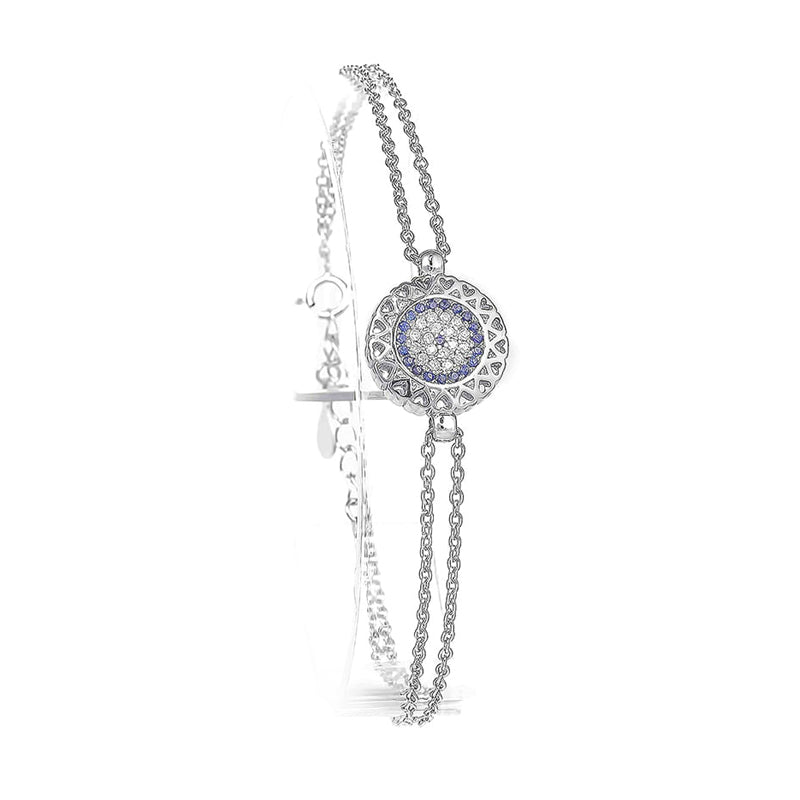 Sterling Silver CZ-set Blue Evil Eye Bracelet