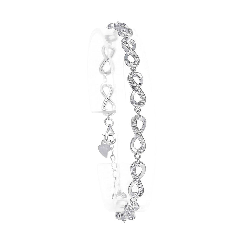 Sterling Silver CZ-set Infinity Bracelet