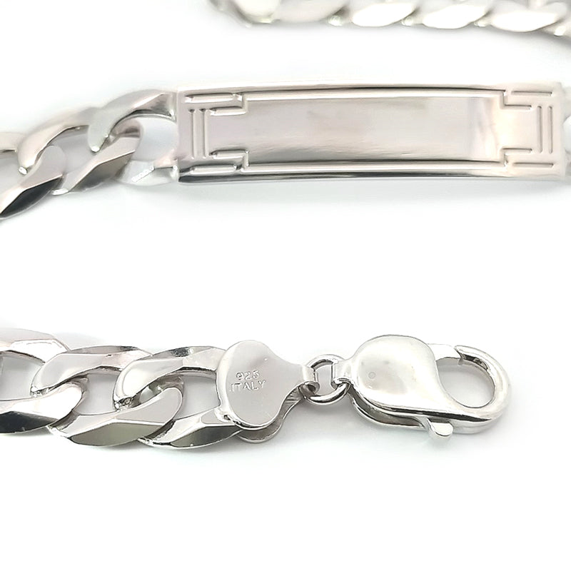 Bracelet d'identification en argent sterling 11 mm x 23 cm