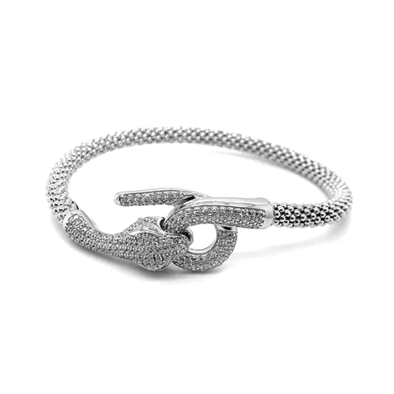 Sterling Silver CZ-set Serpent Popcon Bracelet