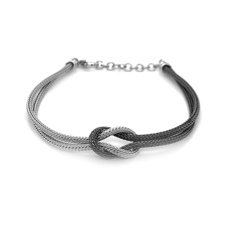 Sterling Silver Calza Knot Bracelet with Platinum & Ruthenium plating