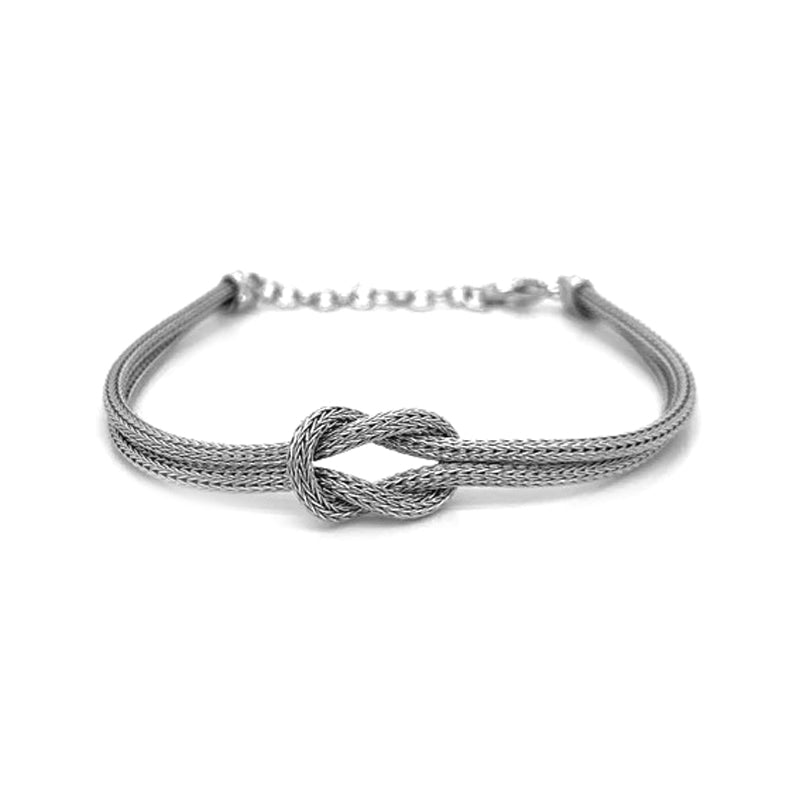 Sterling Silver Calza Knot Bracelet with Platinum plating
