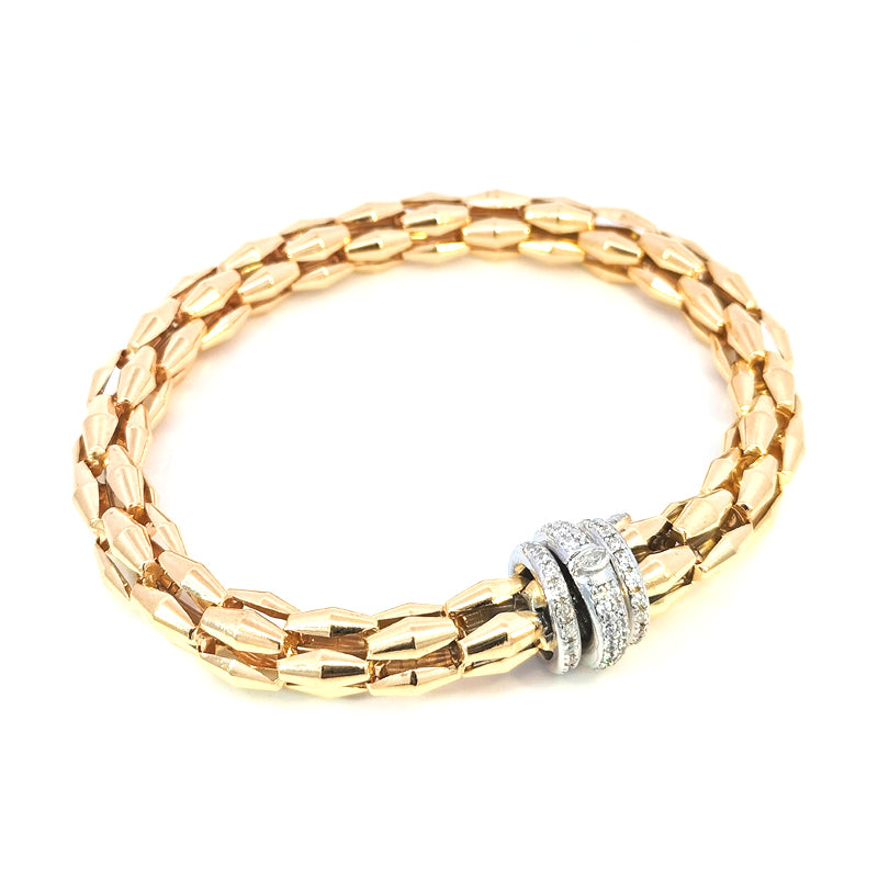 ITALIAN Sterling Silver Gold-Plated Turbo Bracelet with CZ Clasp