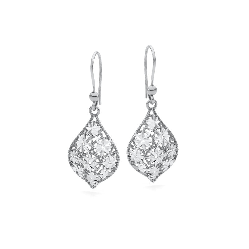Sterling Silver Pear Drop Facetted Earrings