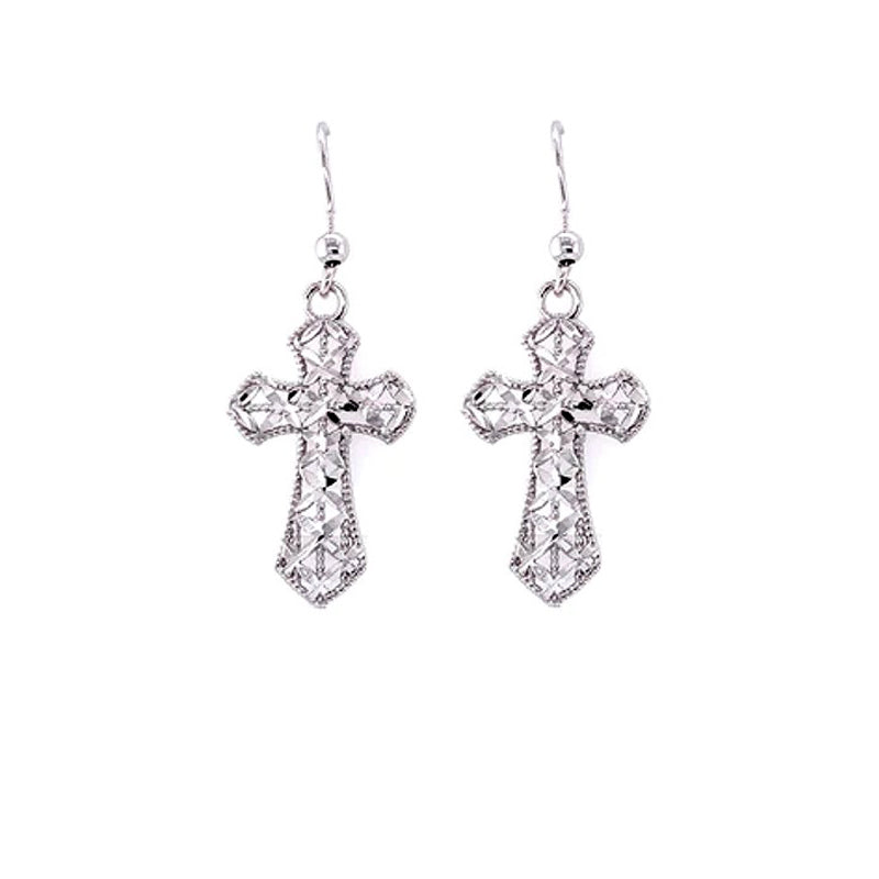 Orecchini a croce sfaccettati e scintillanti in argento sterling