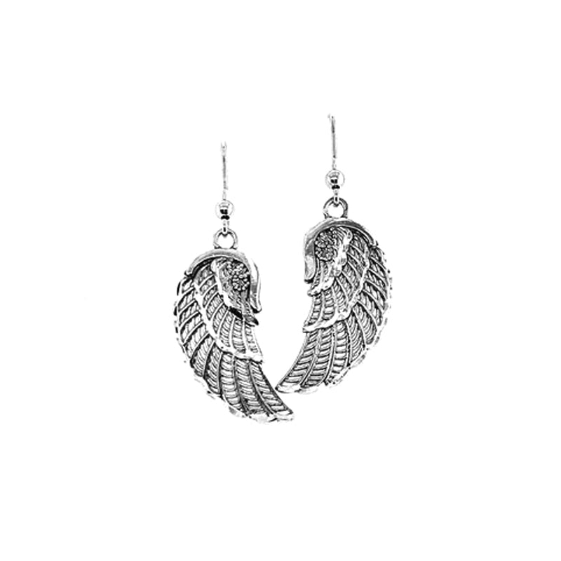 Sterling Silver Angel Wings Hook Earrings