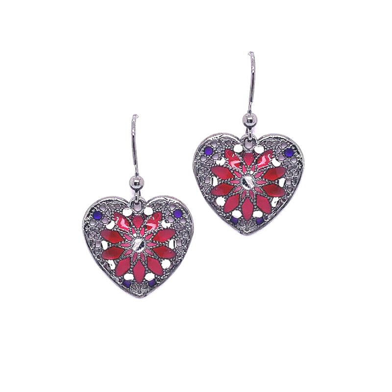 Sterling Silver Heart Earrings with Enamelling