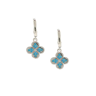 Boucles d'oreilles trèfle en argent sterling et turquoise