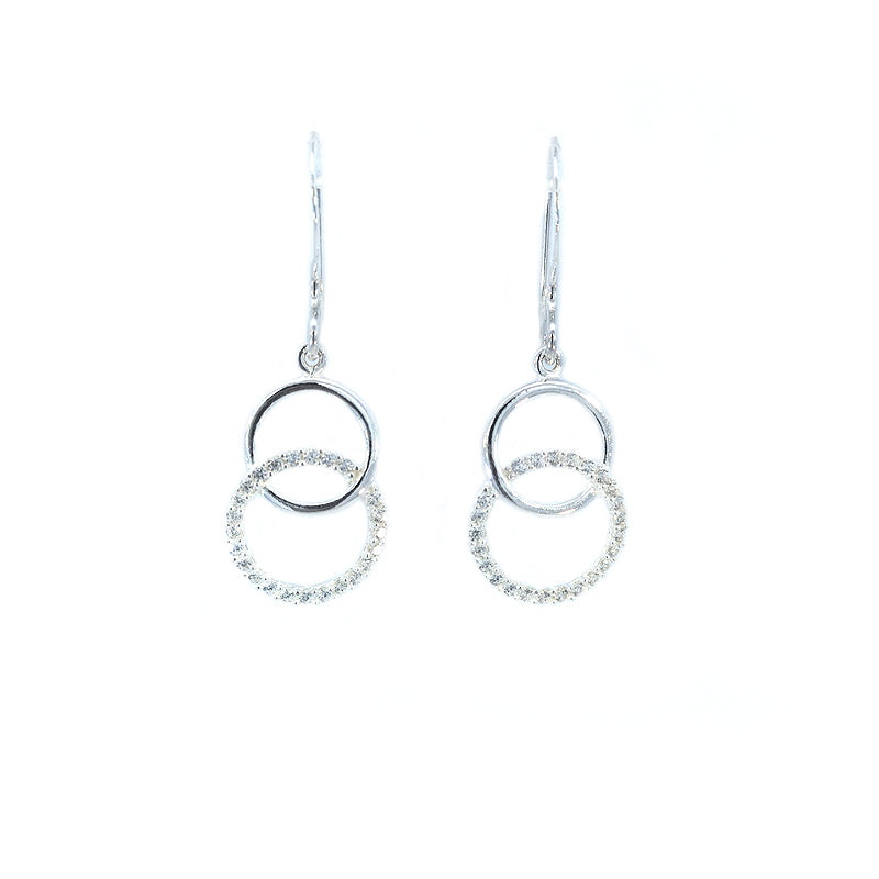 Sterling Silver CZ-set Circle Hook Earrings
