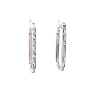 Sterling Silver CZ-set Long Huggie Earrings