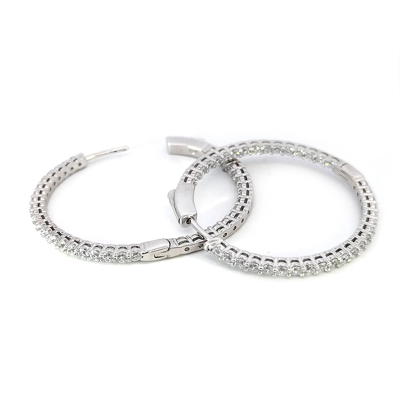 Sterling Silver CZ-set Hoop Earrings