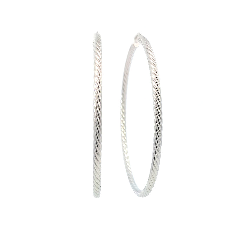 Sterling Silver Torcian Large Hoop Earrings